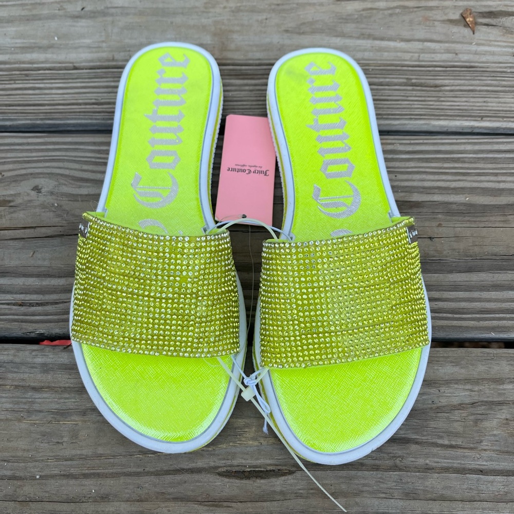 Juicy Couture Neon Yellow Slide Sandals